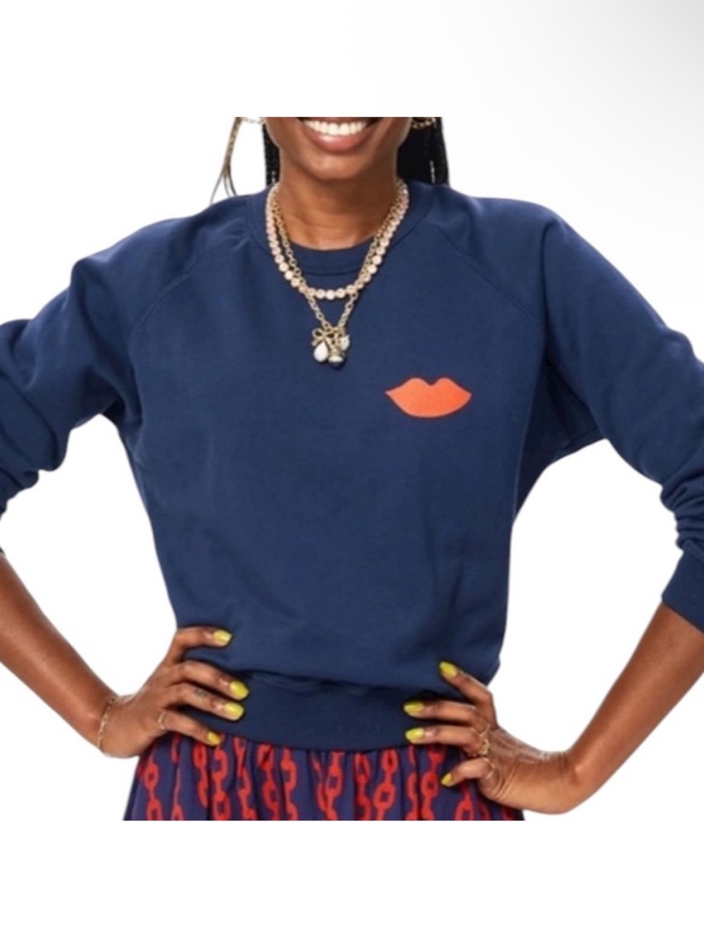 Clare V. Bisous Sweatshirt Lips Navy - Picture 10 of 11